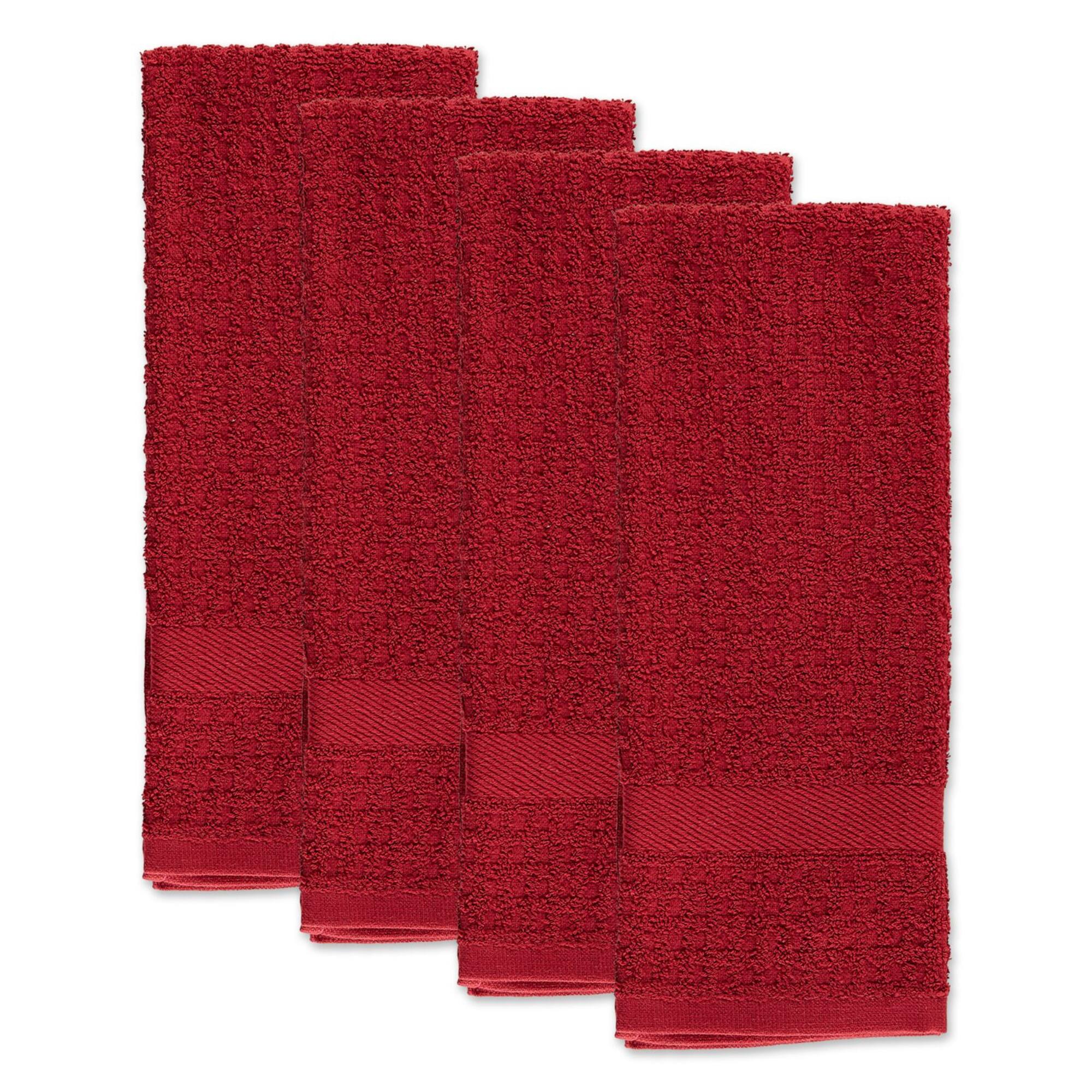 DII® Solid Barn Red Waffle Terry Dishtowels, 4ct.